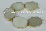 CNG1497 8 inches 30*35mm - 35*45mm freeform agate beads with brass setting