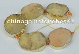 CNG1498 8 inches 30*35mm - 35*45mm freeform agate beads with brass setting