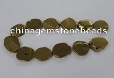 CNG1503 15.5 inches 22*25mm - 30*35mm freeform plated agate beads