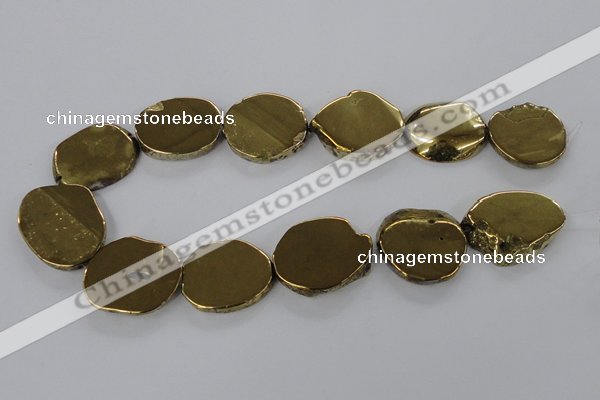 CNG1503 15.5 inches 22*25mm - 30*35mm freeform plated agate beads