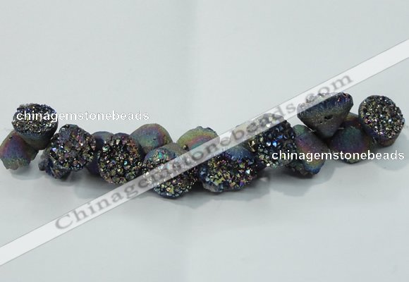 CNG1537 7.5 inches 10*14mm - 15*20mm nuggets plated druzy agate beads