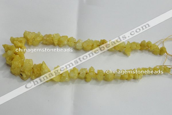 CNG1544 15.5 inches 6*8mm - 15*20mm nuggets plated druzy quartz beads