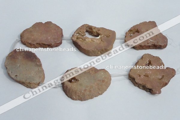 CNG1567 30*40mm - 40*50mm freeform plated druzy agate beads