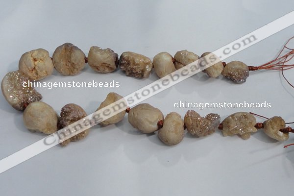 CNG1576 18*25mm - 20*30mm nuggets plated druzy agate beads