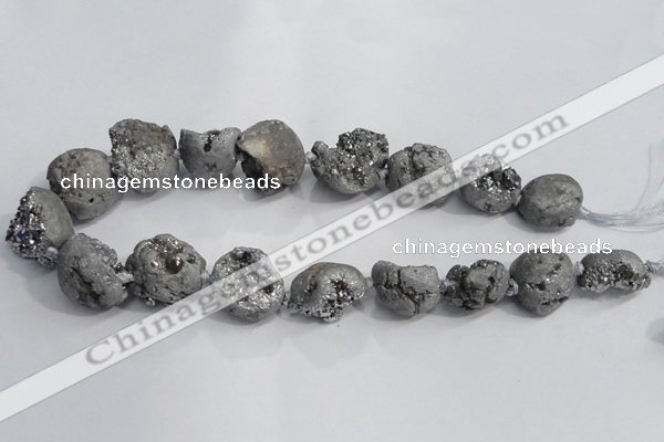 CNG1577 18*25mm - 20*30mm nuggets plated druzy agate beads