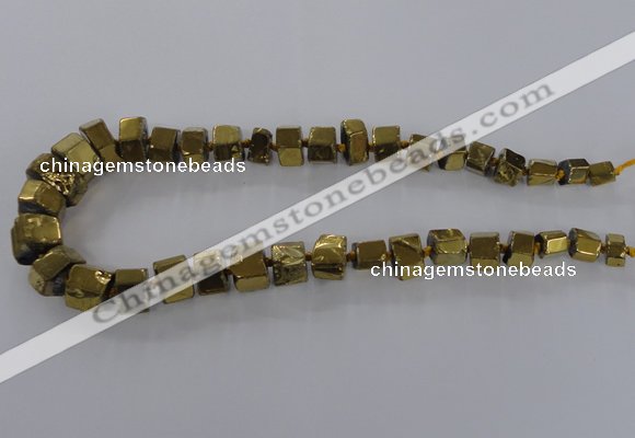 CNG1582 15.5 inches 8*12mm - 12*20mm nuggets plated quartz beads