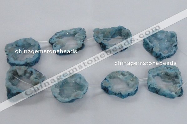 CNG1589 15.5 inches 30*35mm - 35*40mm freeform plated druzy agate beads