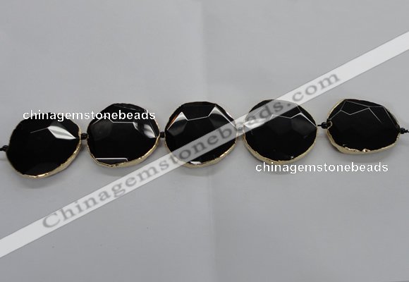 CNG1600 8 inches 38*45mm - 45*48mm freeform agate beads with brass setting