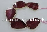 CNG1621 8 inches 35*50mm - 45*55mm freeform agate beads with brass setting