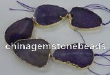 CNG1622 8 inches 35*50mm - 45*55mm freeform agate beads with brass setting