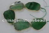 CNG1624 8 inches 35*50mm - 45*55mm freeform agate beads with brass setting