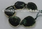 CNG1626 8 inches 40*45mm - 45*50mm freeform agate beads with brass setting