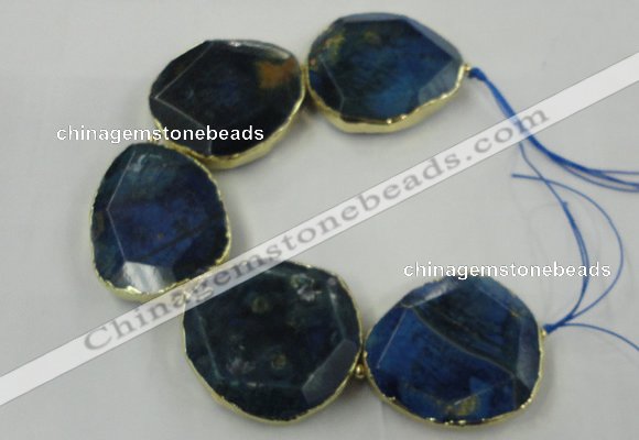 CNG1638 8 inches 40*45mm - 45*50mm freeform agate beads with brass setting