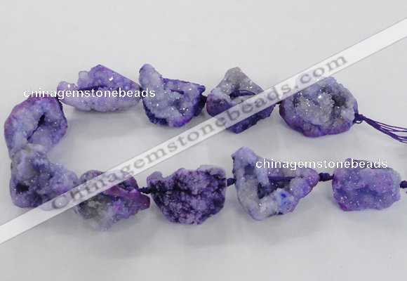 CNG1648 15.5 inches 22*30mm - 25*45mm nuggets plated druzy agate beads