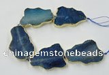 CNG1652 8 inches 35*50mm - 45*65mm freeform agate beads with brass setting