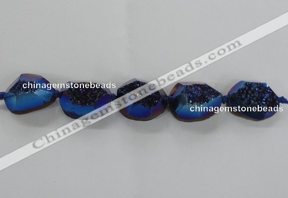 CNG1660 8 inches 20*25mm - 25*30mm freeform plated druzy agate beads