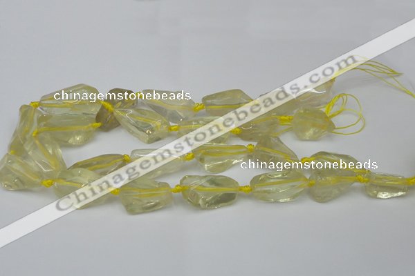 CNG1702 15.5 inches 15*20mm - 18*35mm nuggets lemon quartz beads