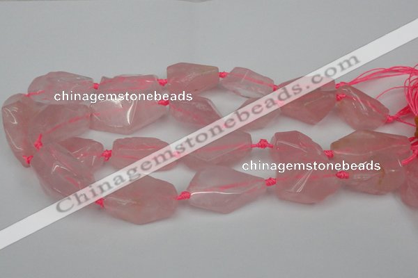 CNG1703 15.5 inches 15*20mm - 18*38mm nuggets rose quartz beads