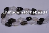 CNG1708 15*20mm - 18*35mm nuggets smoky quartz & white crystal beads