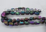 CNG1799 13*18mm - 15*20mm faceted nuggets plated quartz beads