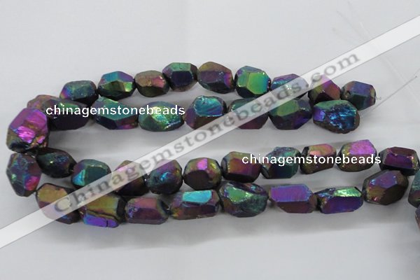 CNG1799 13*18mm - 15*20mm faceted nuggets plated quartz beads