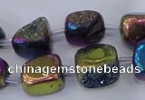 CNG2002 15.5 inches 8*12mm - 10*15mm nuggets plated quartz beads