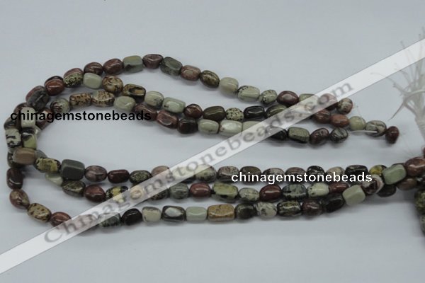 CNG202 15.5 inches 8*13mm nuggets leopard skin jasper beads