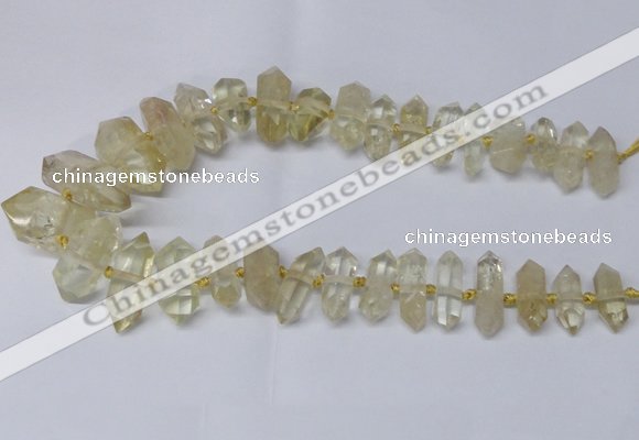 CNG2151 15.5 inches 10*25mm - 15*40mm faceted nuggets lemon quartz beads