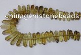 CNG2153 15.5 inches 8*25mm - 10*40mm faceted nuggets lemon quartz beads