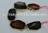 CNG2175 8 inches 30*40mm - 35*45mm freeform agate beads with brass setting