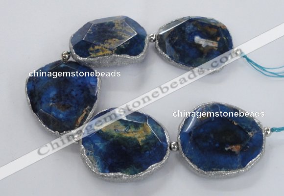 CNG2179 8 inches 40*45mm - 45*50mm freeform agate beads with brass setting