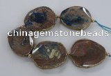 CNG2181 8 inches 40*45mm - 45*50mm freeform agate beads with brass setting