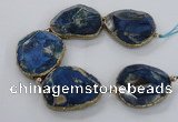 CNG2182 8 inches 40*45mm - 45*50mm freeform agate beads with brass setting