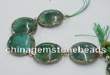 CNG2192 7.5 inches 30mm flat round agate beads with brass setting