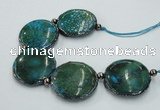 CNG2194 7.5 inches 35mm flat round agate beads with brass setting