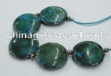 CNG2194 7.5 inches 35mm flat round agate beads with brass setting