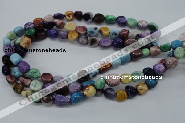 CNG228 15.5 inches 10*14mm nuggets dyed white agate gemstone beads