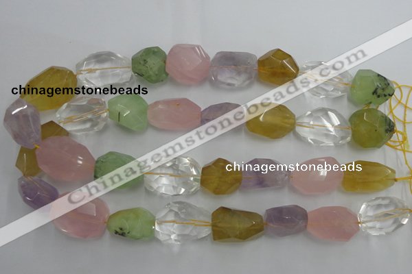 CNG237 15.5 inches 15*20mm – 15*30mm faceted nuggets mixed quartz beads