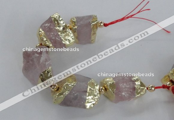 CNG2386 7.5 inches 15*25mm - 20*30mm nuggets rose quartz beads