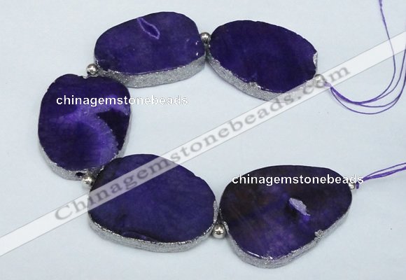 CNG2391 7.5 inches 35*45mm - 45*55mm freeform agate gemstone beads