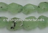 CNG241 10*12mm - 15*16mm faceted nuggets green rutilated quartz beads