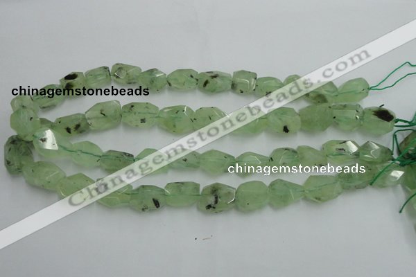 CNG241 10*12mm - 15*16mm faceted nuggets green rutilated quartz beads