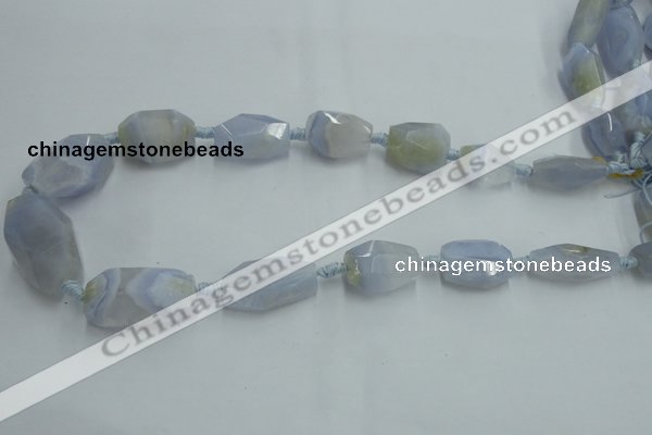 CNG242 15*18mm - 18*28mm faceted nuggets blue chalcedony beads