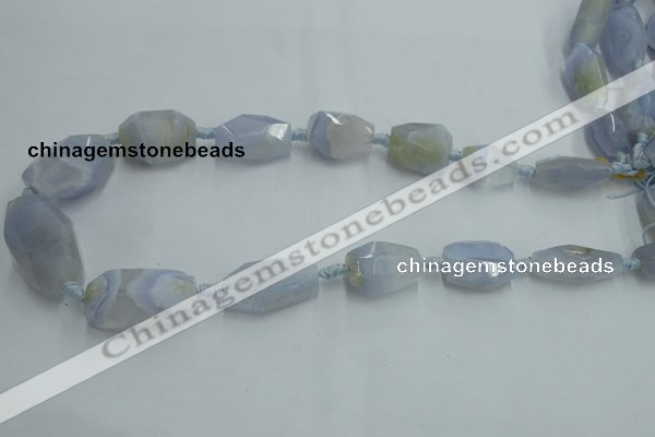 CNG242 15*18mm - 18*28mm faceted nuggets blue chalcedony beads