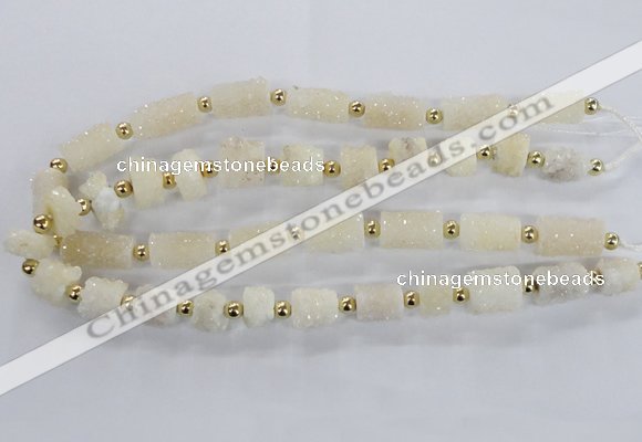 CNG2432 15.5 inches 11*14mm - 14*20mm tube druzy quartz beads