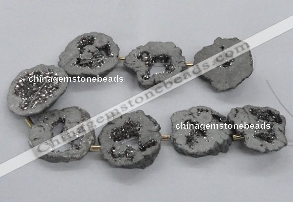 CNG2498 15.5 inches 30*40mm - 40*50mm freeform plated druzy agate beads