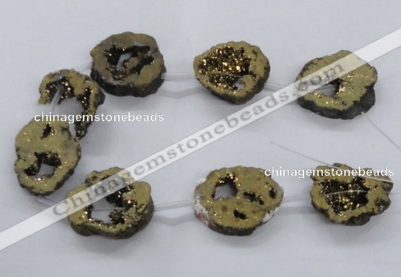 CNG2501 15.5 inches 30*40mm - 40*50mm freeform plated druzy agate beads