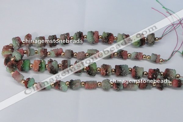 CNG2546 8*12mm – 13*18mm tube druzy quartz beads wholesale