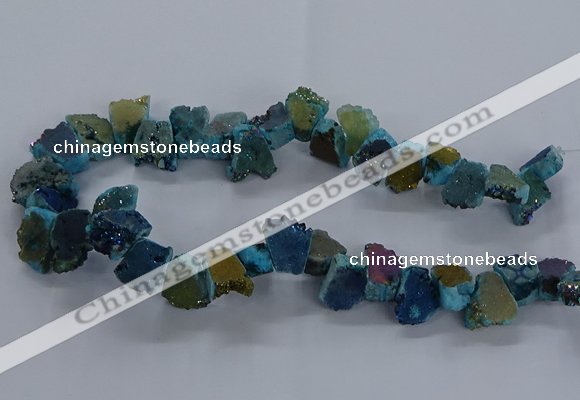 CNG2589 15.5 inches 13*18mm - 15*25mm nuggets plated druzy agate beads