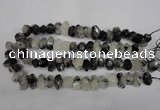 CNG2716 10*14mm - 13*18mm faceted nuggets black rutilated quartz beads